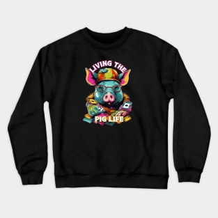 Living the Pig Life, Pig t-shirts, t-shirts with Pigs, Unisex t-shirts, Pig lovers, animal t-shirts, gift ideas, Pig tees, Gift ideas, Pigs Crewneck Sweatshirt